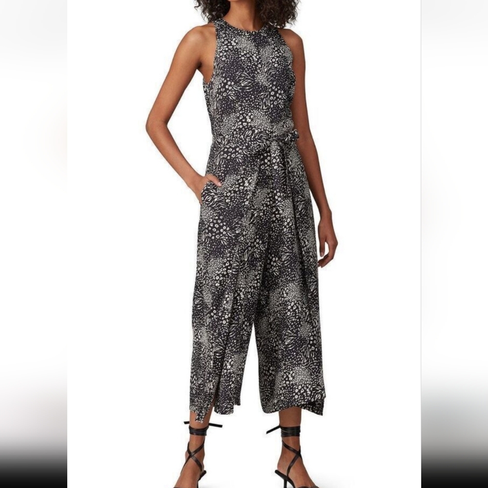 Joie Mairead D pants Jumpsuit Floral Black & White W Belt Size 4 *RTR